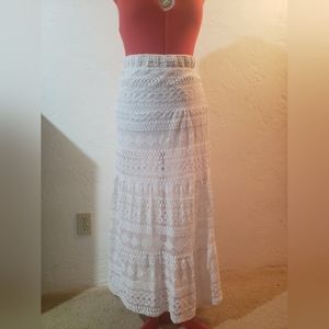 Long Lacey White Skirt